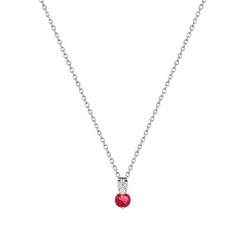 Tipperary Crystal Silver Round Ruby Stone Pendan