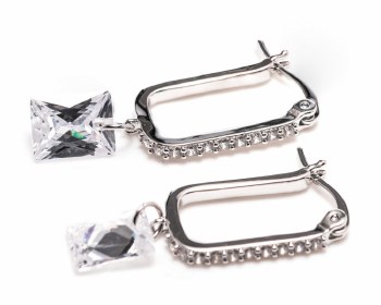 Newgrange Living Silver Square Diamond Earrings