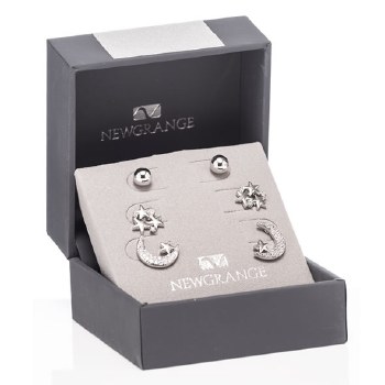 Newgrange Living Jewellery Silver Sun / Moon / Star Earrings Set of 3