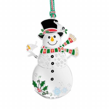Newbridge Silverware Snowman with Robin Decoration Tree Decoration
