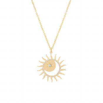 Tipperary Crystal Soleil Sun, Moon &amp; Star Pendant Gold