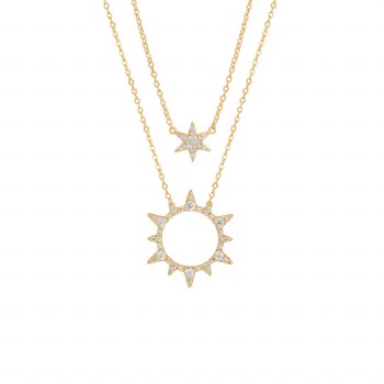 Tipperary Crystal Soleil Sun &amp; Star Pendant Gold