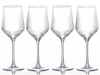Solstice Gold Rim Wine Set of 4