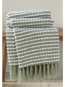 Stab Stitch Green Throw