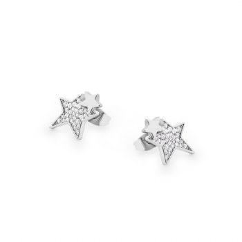 Tipperary Crystal Star Double Stud Earrings Silver