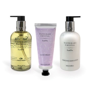 Tipperary Crystal Sweet Pea 300ml Hand Lotion &amp; Hand Wash with 100ml Hand Cream Tube