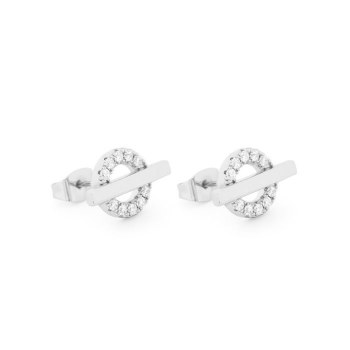Tipperary Crystal  T-Bar Earring Silver Circle CZ
