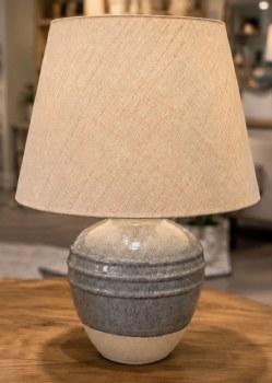 Grange Living Table Lamp Grey &amp; White Lines DC74
