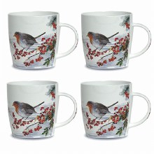 Newgrange Living Robin Bone China Mugs Set of 4