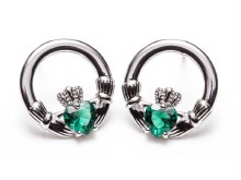 Newgrange Living Earrings Silver Cladagh Green