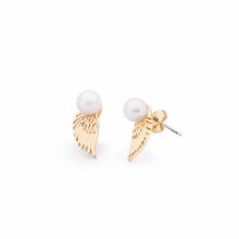 Tipperary Crystal Angel Wings Pearl Earrings Gold