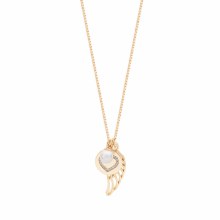 Tipperary Crystal Angel Wings Pearl & Heart Disc Pendant Gold