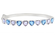 Indulgence Bangle Rhodium Multi Crystal Heart