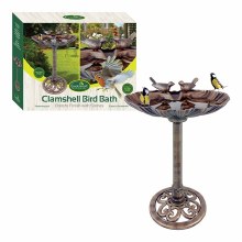 Bird Bath Clam Shell with Stones