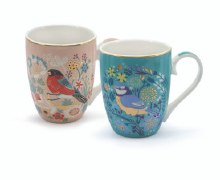 Tipperary Crystal Birdy Set of 2 Large Mugs - Blue Ti