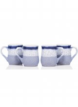 Grange Living Blue Mugs Pottery Set of 4