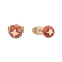 Tipperary Crystal Bougie Beads Earrings Stud Gold Sandstone