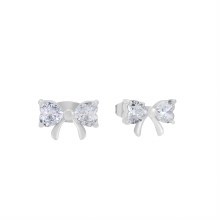 Tipperary Crystal Bow Earrings Mini Stud Silver