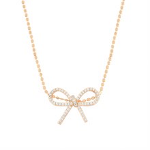 Tipperary Crystal Bow Necklace Ball Chain Gold