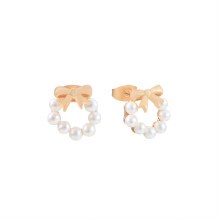Tipperary Crystal Bow Pearl Earrings Gold