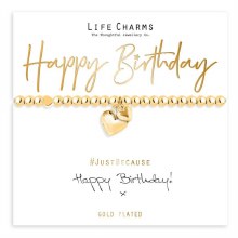 Life Charms Bracelet Happy Birthday Gold Heart Charm Bracelet