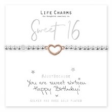 Life Charms Bracelet Sweet 16 Rose Gold Heart
