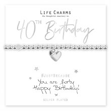 Life Charms Bracelet You Are 40 Heart