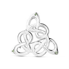 Newbridge Silverware Brooch Celtic Green Stones