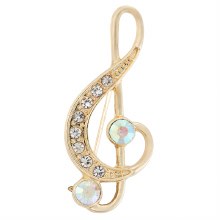 Indulgence Brooch Gold Crystal Treble Clef