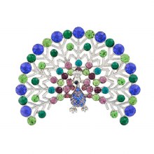 Indulgence Brooch Multi Crystal Peacock Rhodium