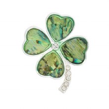 Indulgence Brooch Silver Abslone Shamrock