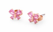 Tipperary Crystal Butterfly Rose Gold Pink Stud Earring