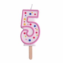 Candle Pink Numeral 5
