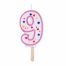 Candle Pink Numeral 9