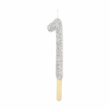 Candle Silver Glitter 1