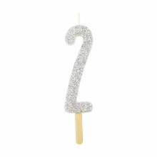 Candle Silver Glitter 2