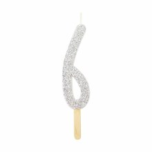 Candle Silver Glitter 6