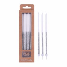 Candles Silver Glitter 16pk