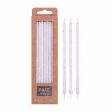 Candles White Gold Glitter Tall