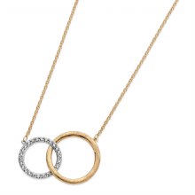 Tipperary Crystal Matt & Pave Circles Pendant Silver & Gold