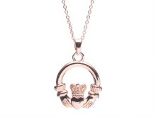 Newgrange Living Rose Gold Claddagh Pendant