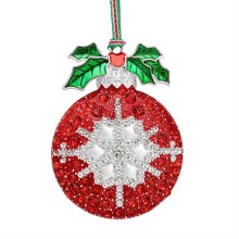 Newbridge Silverware Clear & Red Stone Bauble Chris Decoration