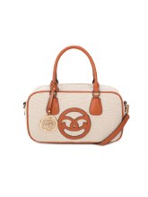 GIONNI HANDBAG CRYSTAL MEDIUM BOWLING BAG TAN