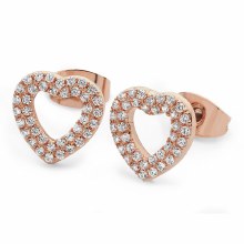 Tipperary Crystal Double Pave Heart Earring Rose Gold