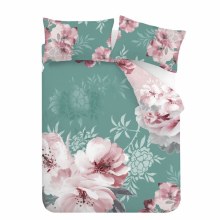 Dramatic Floral Teal Double Duvet Set