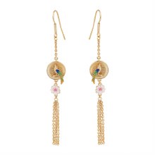 Newbridge Silverware Earrings Bird with Pink Flower