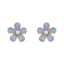 Indulgence Earrings Blue Flower Gold Crystal