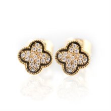 Newbridge Silverware Earrings Clover Gold w/CZ