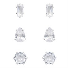 Indulgence Earrings Silver Crystal Trio ITE0533