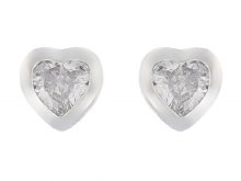 Indulgence Earrings CZ Crystal Heart Rhodium